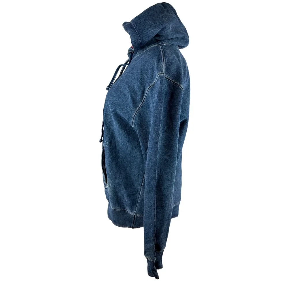 Vintage Gap x RED Hoodie Large Navy Distressed LS Fleece Lined Street Grunge Y2K - Picture 7 of 16